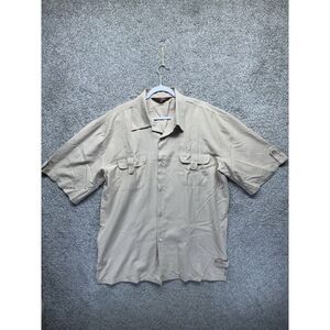 Michael Irvin 88 VTG Mens XL Wool Beige Shirt Safari Cargo Metal Button‎ Up EUC